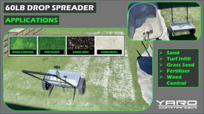 Image showing  60 lb. Capacity 15,000 sq. ft. Push Behind Drop Spreader, Corrosion Resistant Hopper, 22 in. Spread Pattern
