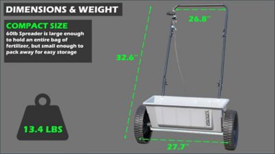 Image showing 5 th Yard Commander 60 lb. Capacity 15,000 sq. ft. Push Behind Drop Spreader, Corrosion Resistant Hopper, 22 in. Spread Pattern