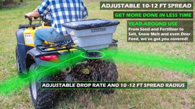 Image showing  80 lb. Capacity 12V ATV/UTV Spreader, Mounts to Front/Rear Utility Rack, Adjustable Drop Rate, Hopper Cover