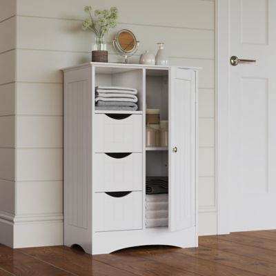 Image showing  Ashland 1-Door, 3-Drawer Floor Cabinet, White