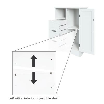 Image showing 7 th RiverRidge Home 22.05 in. W x 32.13 in. H x 13.39 in. D Ashland 1-Door/3-Drawer Floor Cabinet, White