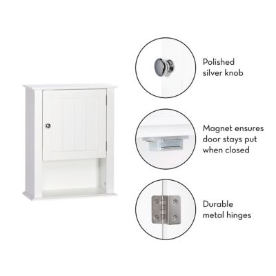 Image showing 7 th RiverRidge Home Ashland Single Door Wall Cabinet, White