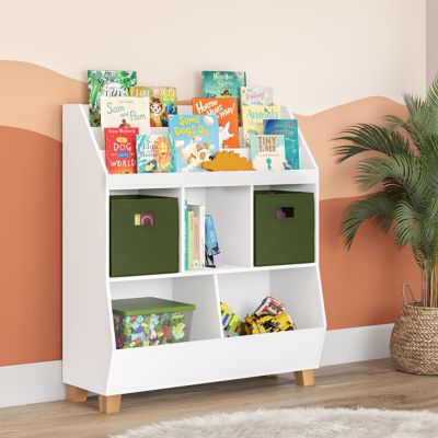Image showing  35 in. Kids Catch-All Multi-Cubby Toy Organizer with Bookrack