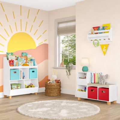 Image showing  35 in. Kids Catch-All Multi-Cubby Toy Organizer with Bookrack