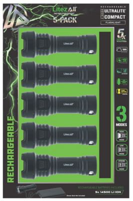 LitezAll Ultralite Rechargeable Flashlight, 5 pk.