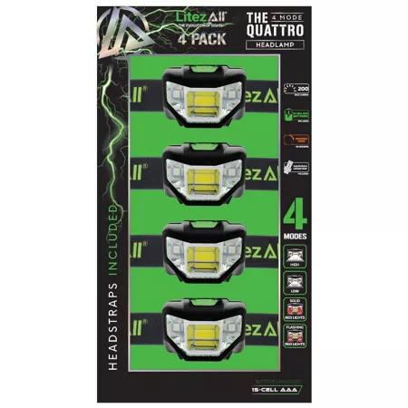 LitezAll 4-Mode Headlamp 4-Pack. Headlamps