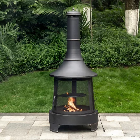 Deko Living Wood Burning Fireplace with 29.5" Rimasco Chimney Fire Pits