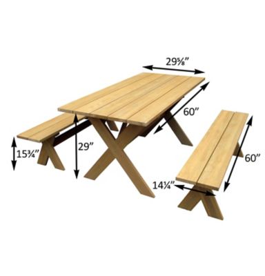 Image showing  3 pc. X-Frame Picnic Table Dining Set