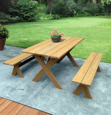 Image showing  3 pc. X-Frame Picnic Table Dining Set