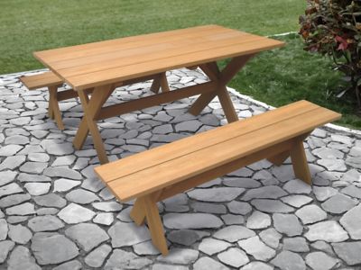 Image showing  3 pc. X-Frame Picnic Table Dining Set
