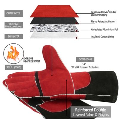 Image showing  Fire Repellent Cowhide Leather 932 Fahrenheit High Heat Welding Glove