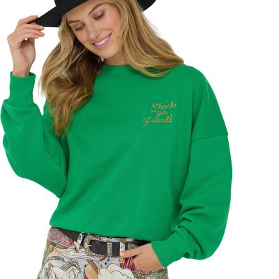 Image showing 1 th Wrangler x Lainey Wilson Women's Crew Sweatshirt, Fern Green