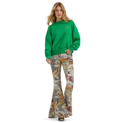 Image showing 2 th Wrangler x Lainey Wilson Women's Crew Sweatshirt, Fern Green