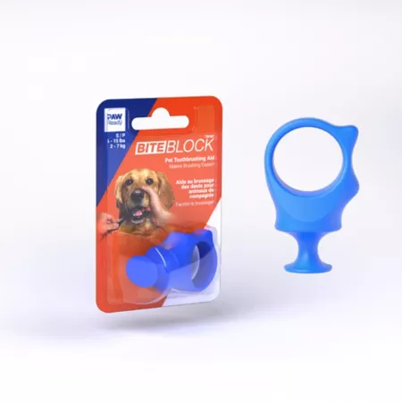 Paw Ready Assistant Dog Toothbrush Bite Block for Small Dogs or Cats Blue Dog Teeth Cleaning & Breath Freshening