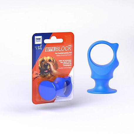 Paw Ready Dog Toothbrush Assistant, Bite Block for Medium Dog or Cat, Blue