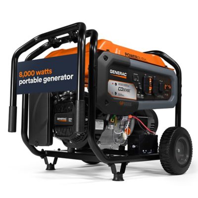 Generac 10,000/8,000-Watt Gasoline Powered GP8000E Portable Generator, Electric Start