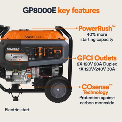 Image showing  10,000/8,000-Watt Gasoline Powered GP8000E Portable Generator, Electric Start
