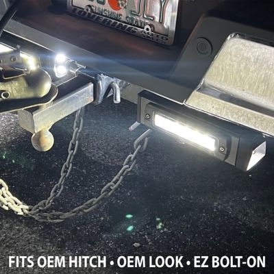 Image showing  2021-2022 Ford F150 Hitch Bar Reverse LED Flood Heavy-Duty Bolt-On Black Out Heated Lens Dual End Light Cap