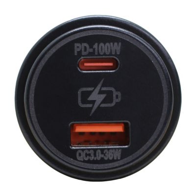 Image showing  Round Socket Auxiliary Charging Port with C-Type PD 100W + A-Type USB3.0 36W Blue Indigo LED