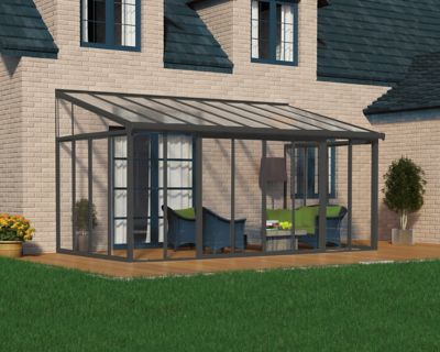 Image showing  SanRemo Patio Enclosure Gray/Clear with Screen Doors (6), 10 x 18ft.