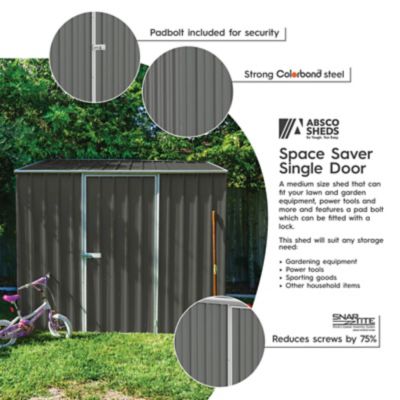 Image showing  7.5 x 5ft. Space Saver Metal Garden Shed, Woodland Gray