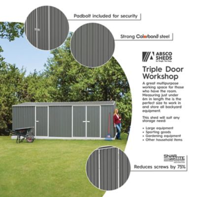 Image showing  20 ft. x 10 ft. Utility Workshop Metal Shed, Woodland Gray