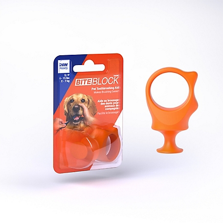 Paw Ready Dog Toothbrush Assistant, Bite Block for Small Dog or Cat, Orange