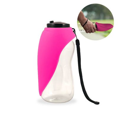 Image showing  26 oz. Fold-A-Bowl Portable Pet Water Bottle & Bowl, Pink