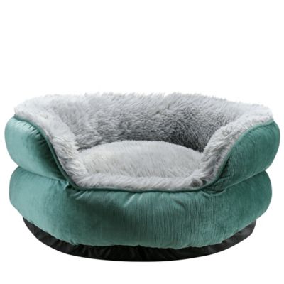 MuttNation Fueled by Miranda Lambert Stacked Cuddler Round Pet Bed 26 in. Green Green Gray 26 x 26in
