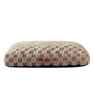 MuttNation Fueled by Miranda Lambert Checkered Textured Gusset Dog Bed, 36 in. x 27 in., Tonal Tan