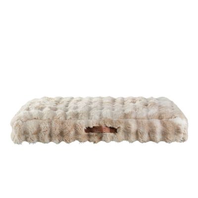 MuttNation Fueled by Miranda Lambert Sculpted Fur Gusset Dog Bed, 36 in. x 27 in., Caffe Latte