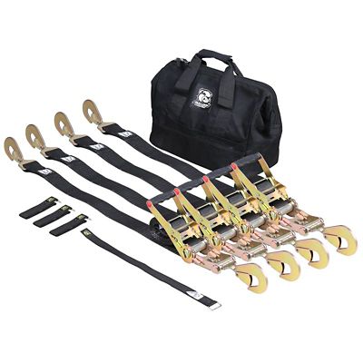 Image showing  9 pc. Ratcheting Tie-Down Strap Set, 20349