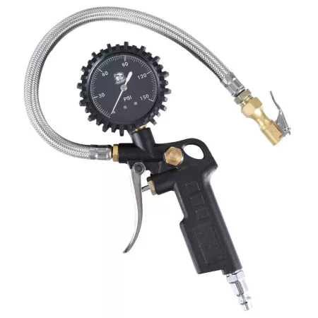 Bulldog Winch Inflator Pistol Grip with Analog Gauge 0-150 psi Tire Pressure Gauges