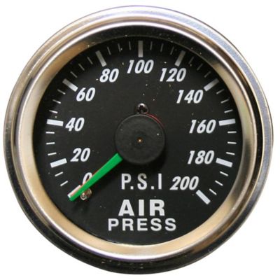 Bulldog Winch 0-200 psi Air Pressure Gauge, 2 in., Dual Needle, Mechanical, Lighted