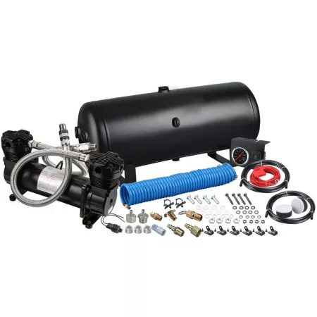 Bulldog Winch Onboard Air Kit Dual Head 4.2 CFM with 2.5 Gal Tank Gauge and Switch in Cab Stationary Air Compressors