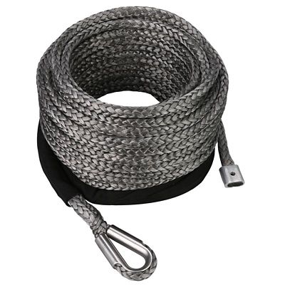 Bulldog Winch Synthetic Rope 9.5mm x 75 ft. Grey,with 6 ft. Abrasion Sleeve