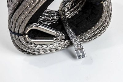 Image showing  Synthetic Rope 9.5mm x 75 ft. Grey,with 6 ft. Abrasion Sleeve