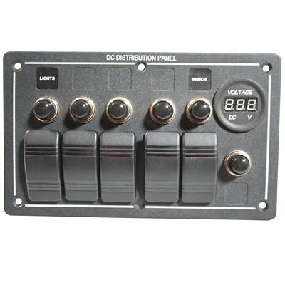 Image showing  5-Switch Voltmeter Panel with Breakers