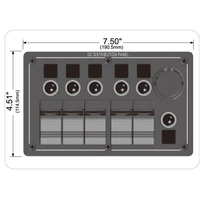 Image showing  5-Switch Voltmeter Panel with Breakers