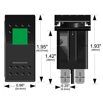 Image showing  Rocker Switch-ON/OFF 5-Pin Green