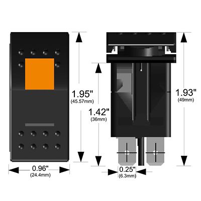 Image showing  Rocker Switch-ON/OFF 5-Pin Amber