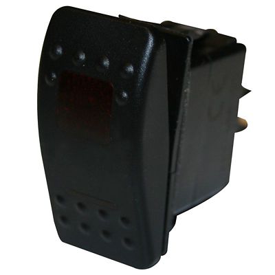 Image showing  Rocker Switch - Momentary (ON)/OFF Lighted Red 3-Pin