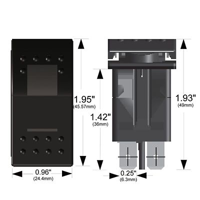 Image showing  Rocker Switch - Momentary (ON)/OFF Lighted Red 3-Pin