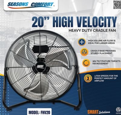Image showing 5 th Seasons Comfort 20 in. 3-Speed Indoor High Velocity Fan, Black Steel