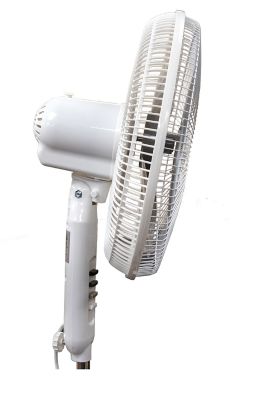 Image showing  16 in. Oscillating Fan with Pedestal Base - White