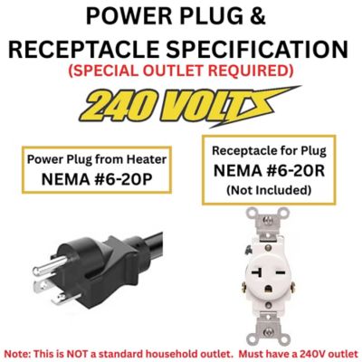 Image showing  Electric Forced Air Heater, 500 sq. ft., 12,800 BTU, Remote Control, 240 V