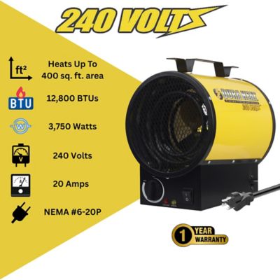 Image showing 9 th Dura Heat Electric Forced Air Heater, 500 sq. ft., 12,800 BTU, Remote Control, 240 V
