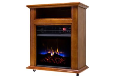 Image showing  21.5 in. Electric Mobile Quartz Fireplace, French Walnut Finish, 5,120 BTU