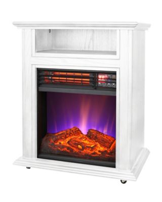 Comfort Glow Mobile Electric Quartz Fireplace, White