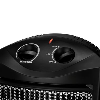 Image showing  Electric Radiant Quartz Tower Heater, 250 sq. ft., 5,120 BTU, 1,500W, Black, Thermostat